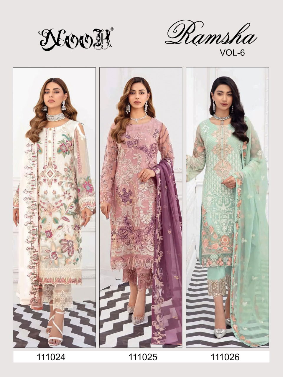 Noor Ramsha 6 Fancy Festive Wear Georgette Pakistani Salwar Kameez Collection